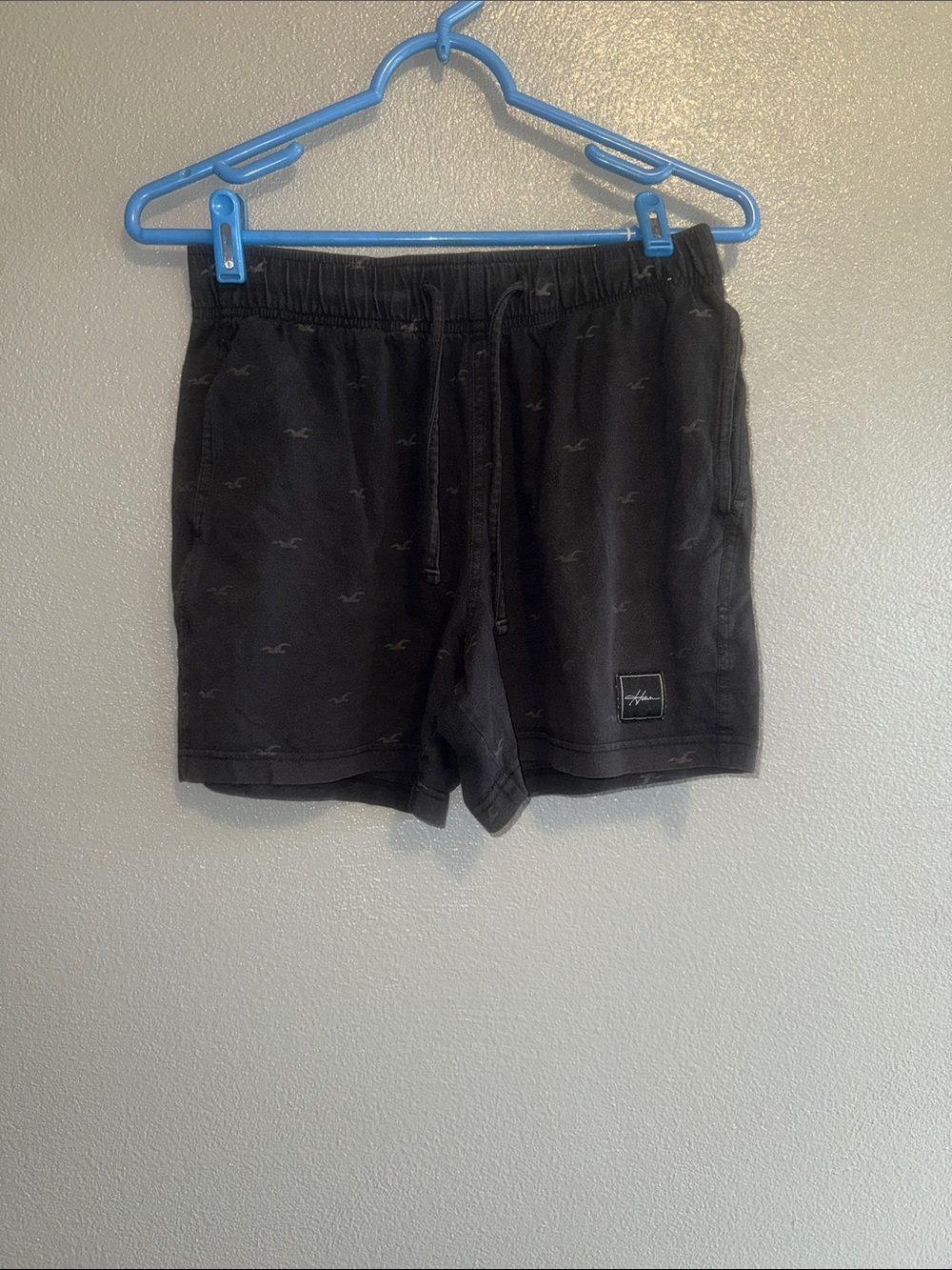 Hollister Black Sleep Shorts with Logo Print